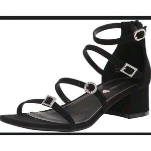 Steve Madden Girls Black Suede Tarly‎ Block Heeled Sandal -Black Size 1